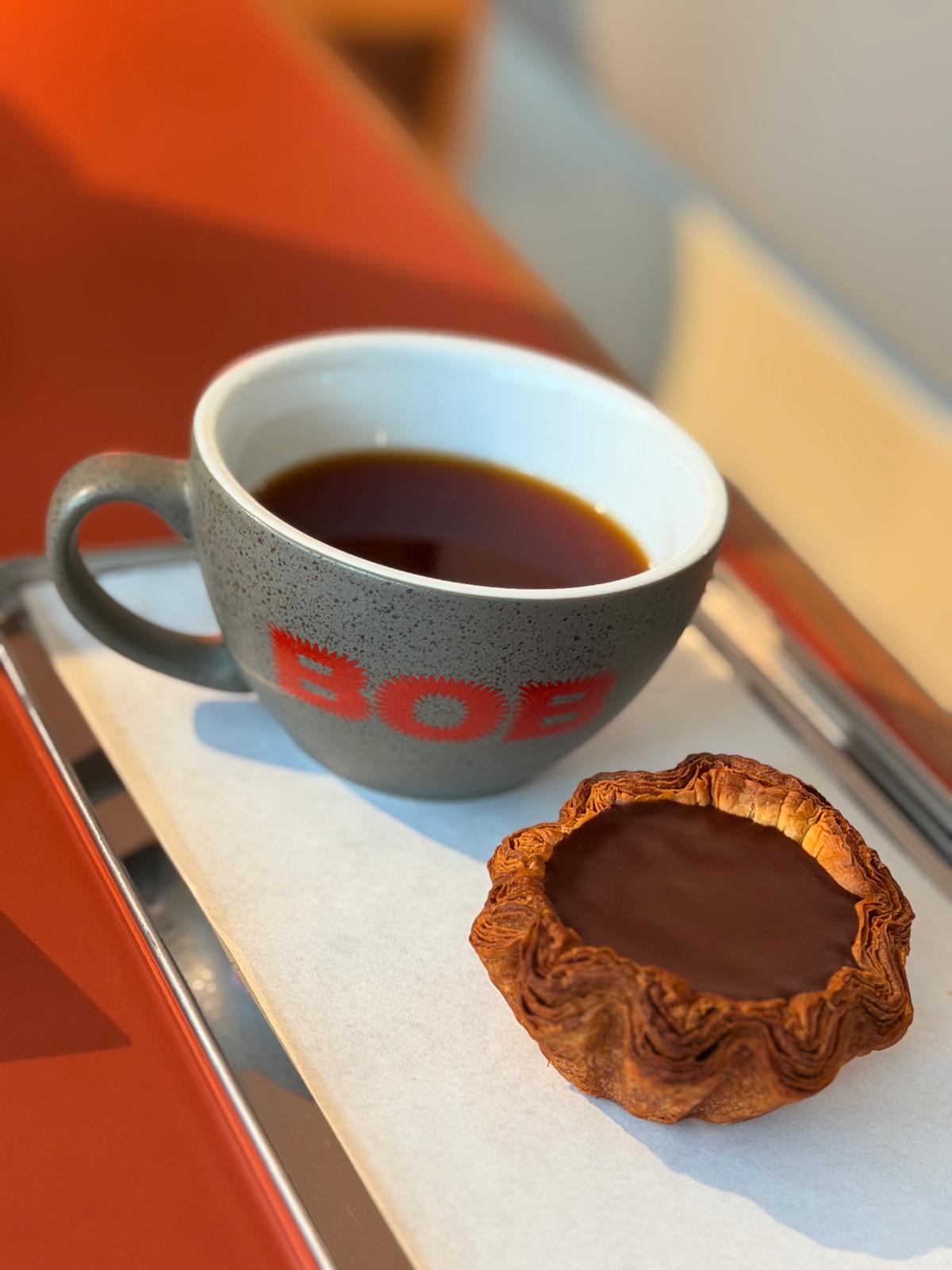 Bob Coffee Lab coffee with pastry at Gluten Glory