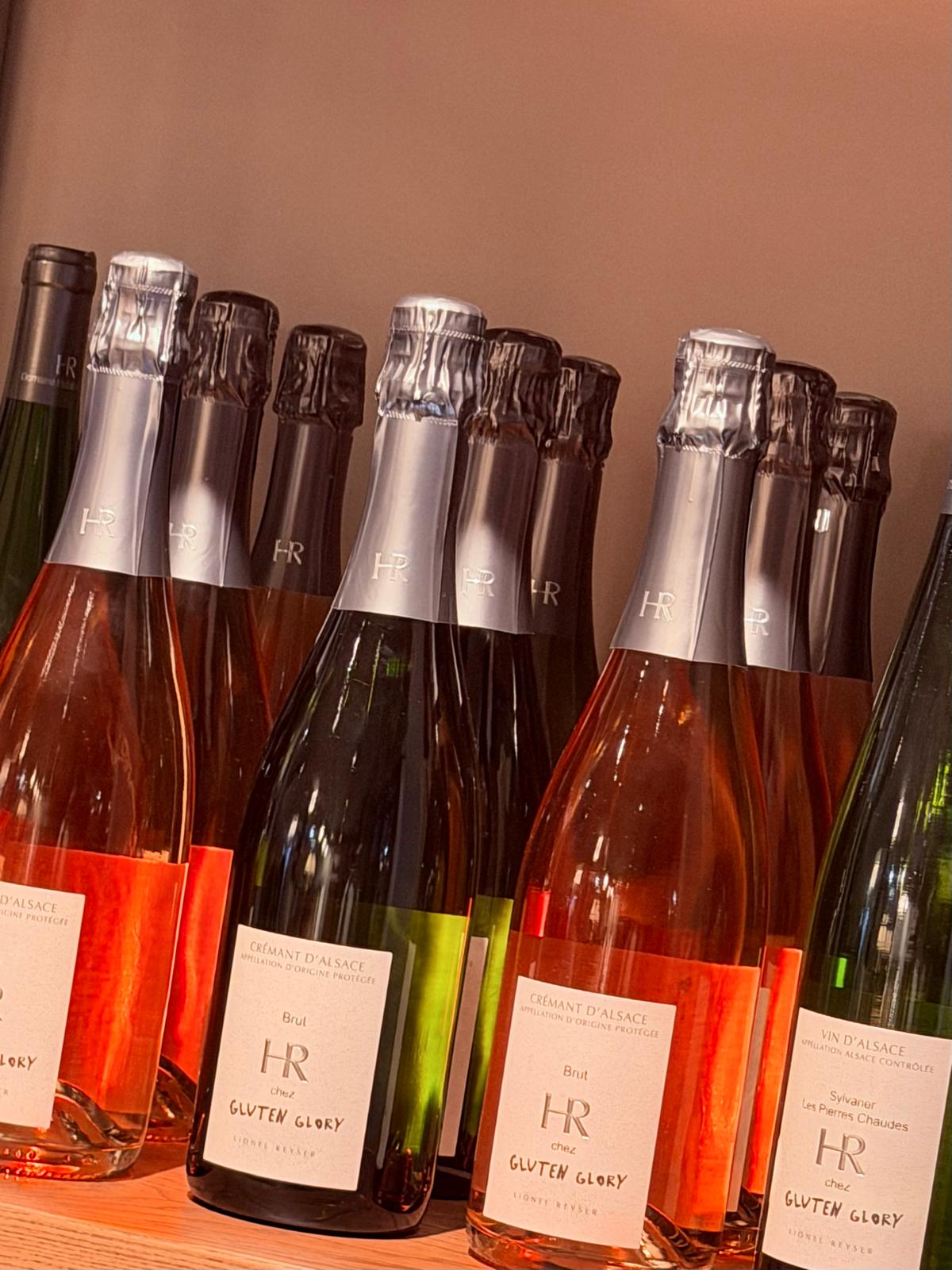 Hubert Reyser wine shelf at Gluten Glory