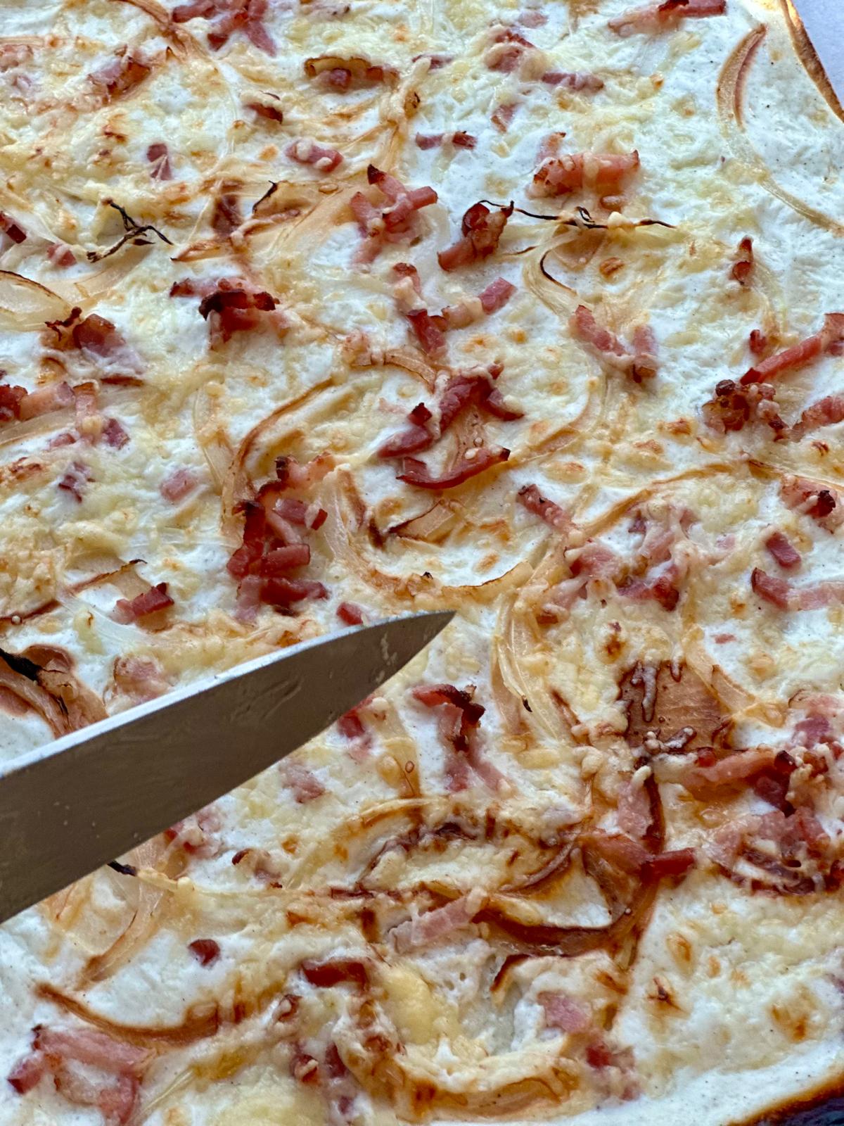 Tarte Flambée close-up at Gluten Glory